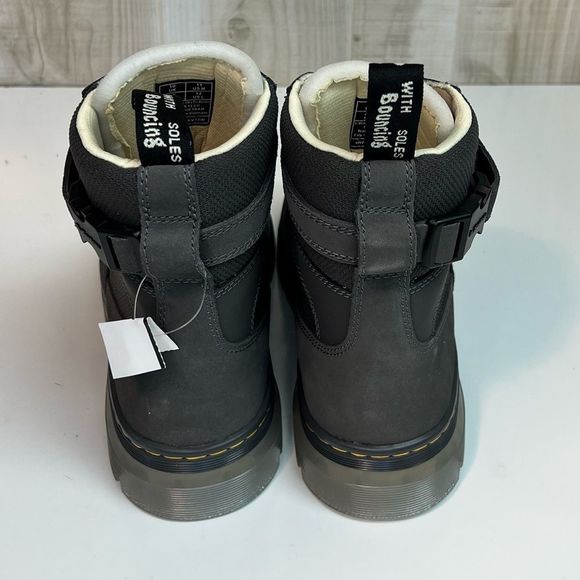 Dr. Martens Combs Tech Gray Canvas Suede Combo Boots Men's - Picture 4 of 9